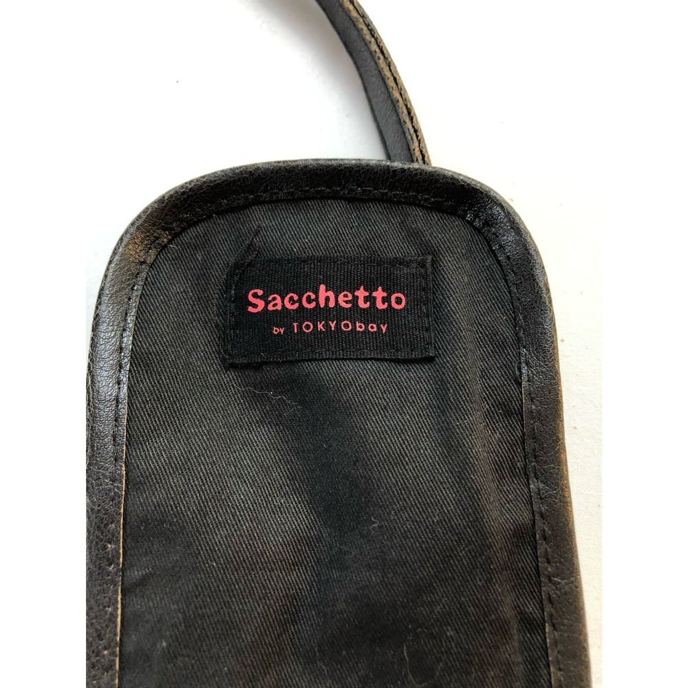 Vintage Sacchetto by TokyoBoy Black Leather Cell Phone Crossbody Utility Bag - Picture 4 of 6